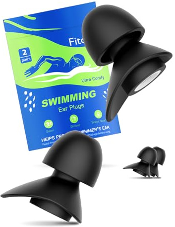 Fitciz Bouchons d'Oreille De Natation pour Enfant (Âge 10+) - Boule Quies Piscine pour Enfants - Avec Étui pour Nageurs - Confortables Imperméables (Taille Enfants, 2 Paires)