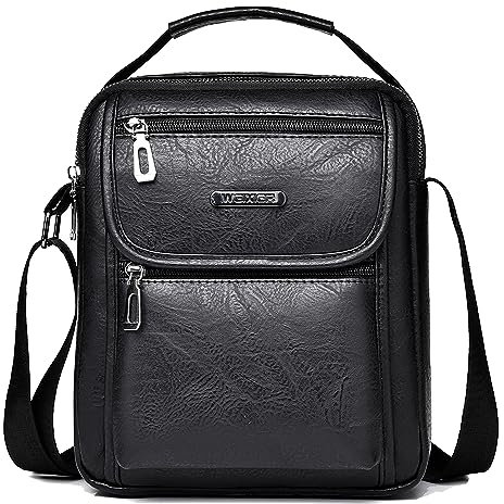 A-QMZL Bolso Hombre Bolso Bandolera Hombre Bolsos de Piel mano Bolso Bandoleras Impermeable Retro Negocios Casual Mensajero Cuero Mariconeras Hombres Man Bag (negro)