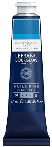 Lefranc Bourgeois 301775 Feine Ölfarbe in hervorragender Qualität,lichtecht mit gleichmäßige Konsistenz, 40ml Tube, ideal für Keilrahmen, Leinwand, Malkarton - Primärblau
