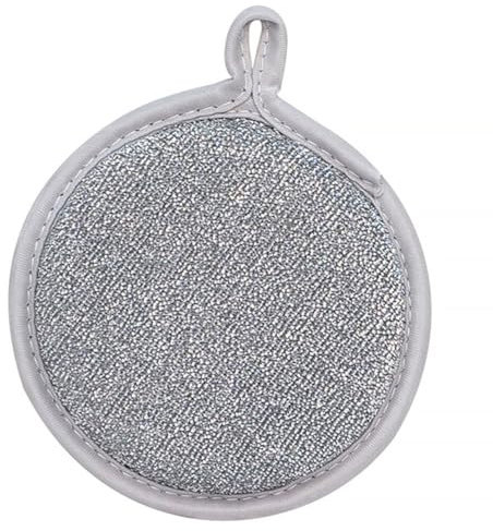 Kexpery Limpiador de ollas de Doble Cara, Trapos de Limpieza, Olla de Cocina Multiusos, Plato, sartén, paño de Cocina, Esponja incorporada, Alambre Plateado, Trapos para ollas, Herramientas