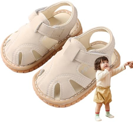 Sandali da bambino per la prima passeggiata dei ragazzi, traspiranti, antiscivolo, suola morbida, sandali cigolanti per stimolare il bambino a camminare scarpe estive da culla per attività indoor e