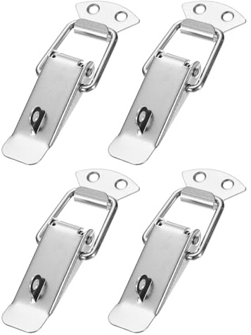 PATIKIL Verrou à bascule à ressort en acier de 4,3 pouces, 4 pièces Loquets à cliquet avec trou pour boîte, coffre, caisse, coffret à outils, armoire, ton argent