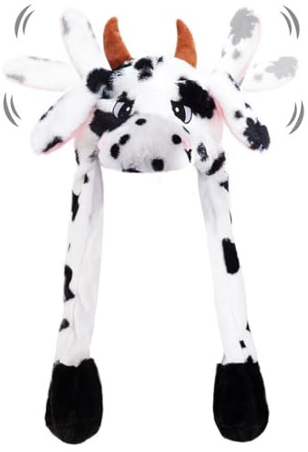 Mütze Mit Beweglichen Ohren, Hasenohren Plüsch, Hase Hut Mit Wackelohren, Beweglicher Ohr Kaninchen, Cosplay Urlaub Weihnachten Karneval Party Geschenk Für Erwachsene Kinder (Ochse)