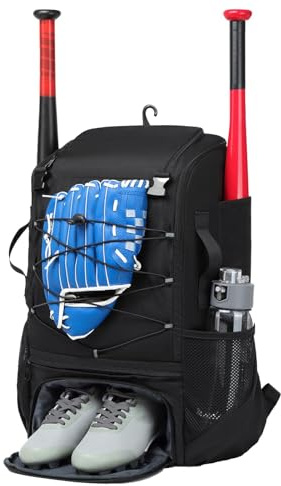Sacs pour Chauves-Souris Baseball, Sac D'équipement De Baseball,Sac De Baseball pour Garçons | Sac De Softball Imperméable, Sac De Baseball avec Compartiment pour Chaussures Et Crochet De Clôture PE