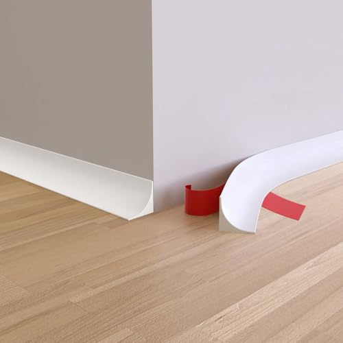 3 Metri Modanatura Adesiva per Pareti, Striscia di Bordatura Flessibile, Profilo Angolare PVC, Strisce di Calafataggio Autoadesivo per Parete, Pavimenti, Soffitti, Battiscopa, Piastrelle (Bianco)
