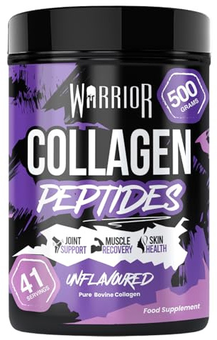 Collagen Powder 500g, Gold Standard Grass-Fed Bovine Hydrolysed Peptides by Warrior - High Levels of 8 Essential Amino Acids, Collagen Supplments, Halal & Kosher, Made in UK