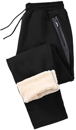 Tansozer Mens Fleece Joggers Winter Tracksuit Jogging Bottoms with Zip Pocket