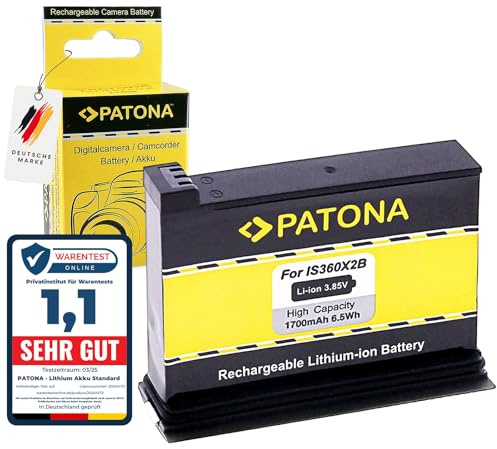 PATONA Akku Ersatz für Insta IS360X2B, 1700mAh / 6.5Wh / 3.85V, IPX8 Standard Ersatzakku Kompatibel mit Insta360 One X2 Action Cam