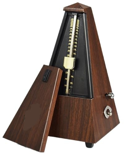 MetróNomo Metrónomo mecánico vintage universal de madera con temporizador for guitarra y violín Para Toda Clase De Instrumentos(Coffee)