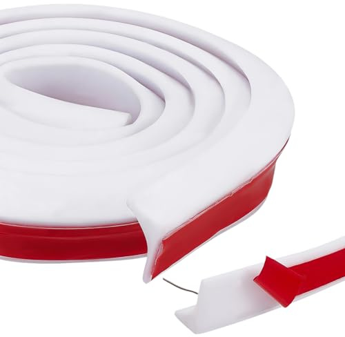 CREATCABIN Shower Threshold Water Dam Guard 39 Self Adhesive Silicone Flexible Waterproof Barrier Bathroom Kitchen Water Stopper Splash Guard for Dry And Wet Separation Caulk Seal Strip Edge White