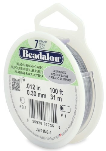 Beadalon 0.3 mm Diameter 31 m 7 Strand Reel Wire, Satin Silver
