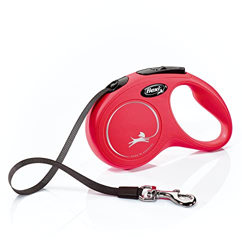 flexi New Classic - Correa retráctil para Perro (Cinta), 16 pies, pequeña, Color Rojo (CL10T5.250.R)