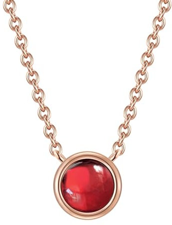 GLANZSTÜCKE MÜNCHEN Damen-Kette Sterling Silber 925 rosévergoldet mit Granat - Edelstein-Kette mit Stein Granat-Kette Rosegold-Farben