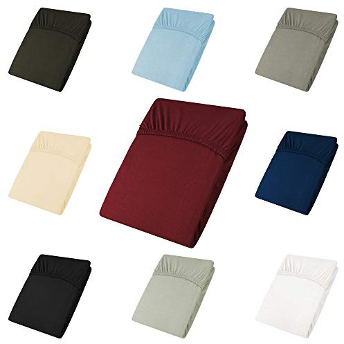 CelinaTex Active Topper Spannbettlaken 200x200-200x220 cm Bordeaux rot Baumwolle Bettlaken Jersey Laken