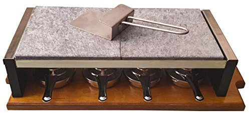 Piedra Volcánica para Asar Carne a la Piedra de 20x40x2,5 cm especial Chuletón con 4 quemadores y levantador para manipular la piedra