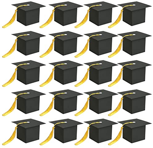 TSHAOUN 20pcs Cajas de Dulces de Graduación Caja Sombrero de Doctorado Caja de Regalo en Fiesta Ceremonia, Gorro, Cajas de Dulces Chocolates (20pcs)