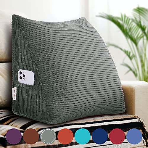 Rucener Großen Dreieckigen Kissen Hohen Rückenlehne Kissen Rückenlehne für Bett Rückenlehne Kissen Hohen Perfekt AlsKissen Zum Fernsehen und Lesen Gibt Es in Vielen Größen Grau 45 cm