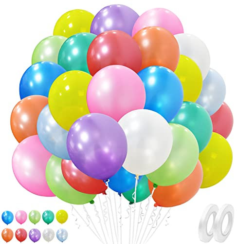 Ousuga Ballons Arc-en-Ciel 10 Couleurs 50 Pièces 12 Pouces, pour Anniversaire Noël Nouvel An Baptême Mariage Fêtes Décoration