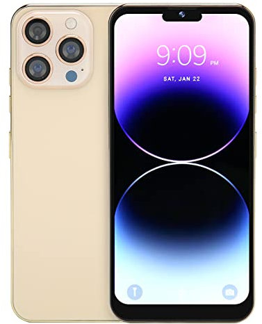 Smartphones Débloqués 6,6 Pouces, Téléphone Portable I14promax 3G, HD 2280x3200, 4 Go de 64 Go de ROM, Appareil Photo 24MP + 32MP, 5000mAh, 5G WiFi, Face ID, BT, GPS (EU) (Or)