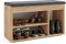 KOMTO Schuhbank mit Sitzfläche - Schuhregal Bank mit Stauraum Honig Eiche 80 x 48 x 32 cm Schuhschrank mit Sitzbank Flur Bank Garderobenbank Sofia