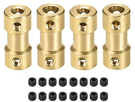 Rebower Rigido Giunto Rame Albero Accoppiatore Connettore Motore Accessori [per Stampante 3D e Modello Barche]-4mm a 5mm Alesaggio L20 x D9/Oro/4pz