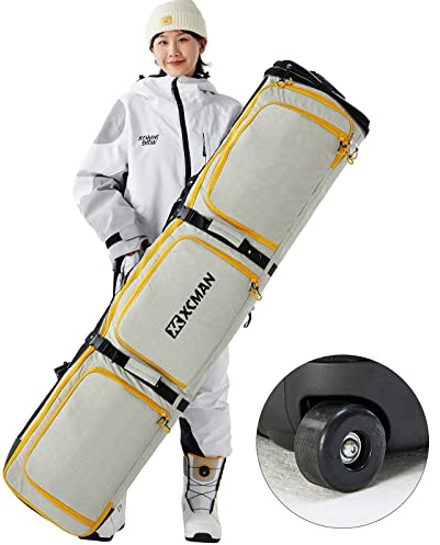 XCMAN Padded Snowboard Bag with Wheels,Adjustable Length 63-75In,Extendable Padded Bag for Air Traveling,Loading Capacity 100L
