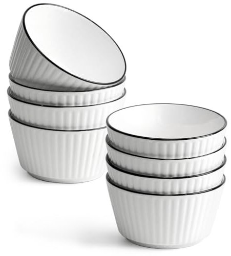 NUTRIUPS Keramikschalen, 4.5''- 11,4 cm, 8 Stück, 350 ml, Dessertschalen – Kleine Porzellanschalen für Snacks, Reis