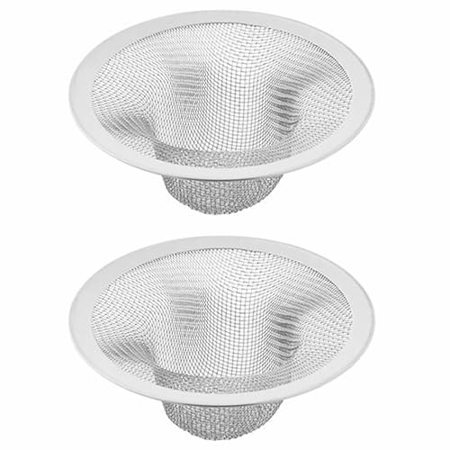 TopHomer Filtro per scarico del lavandino, 2 pezzi, in acciaio inox, filtro a rete, per cucina, bagno, vasca da bagno, doccia, scarico a pavimento, 11 cm (extra large)
