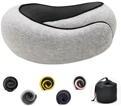 Adjustable Travel Neck Pillow Made of Memory Foam Cotton Neck Support Pillow, Foldable U-shaped Snap Neck Pillow, Practical Ergonomic Travel Pillow,light gray