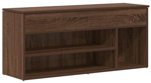 vidaXL Skobänk brun ek 102x30,5x45 cm konstruerat trä, hallbänk, skoförvaring, bänk med förvaring, hallbänkar, bänk med skoförvaring