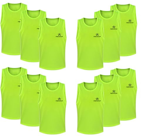 FIBOGOUP Fußball Trainingsweste,Fussball Leibchen Kinder Erwachsene,Fussballtraining Zubehör,Westen fürs Teamtraining(Grün S 12)