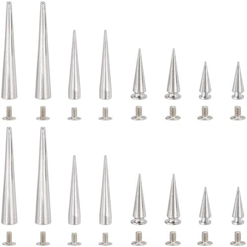 GORGECRAFT 40 uppsättningar 4 storlekar 20–54 mm kon punk spikdubbar silver metall träd nitar stor legering skruvstift skruv på kon koppar nitar för gör-det-själv hantverk kläder jackor läderskor