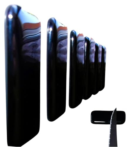 Porte-Couteaux Verre Opalin Noir Lot 6 Fait Main France - Étui Tissu