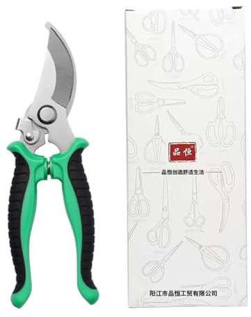 Beskärningssax i rostfritt stål, multifunktionell trädgårdssax, ympning av fruktträdgårdsblomster, grenklippning, skärning av trädgårdsgrenverktyg/327(Green and Black Handle Elbow Trimming Cutting Box