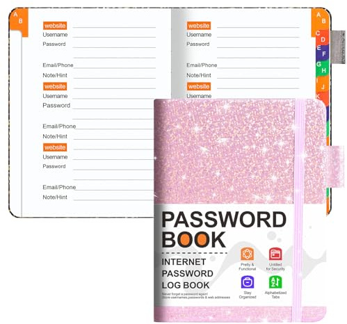Bncxdc B6 Carnet Mot de Passe, Répertoire Alphabétique Petit Format avec étiquettes Colorées, 120 Pages, Cahier Repertoire pour Sites Web, Noms dutilisateur et Mots de Passe (rose)