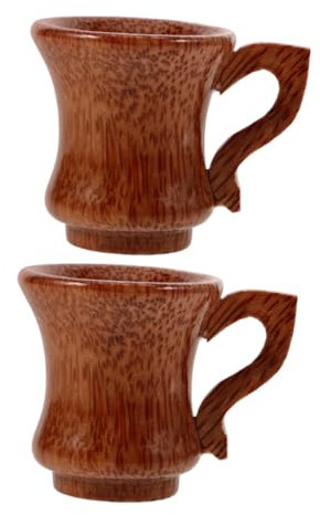 KOCKSHION Copa de Vino de Madera 2 Piezas Diseño Cilíndrico Madera Natural sin Químicos para Bebidas Frías y Calientes para Decoración y Uso Diario