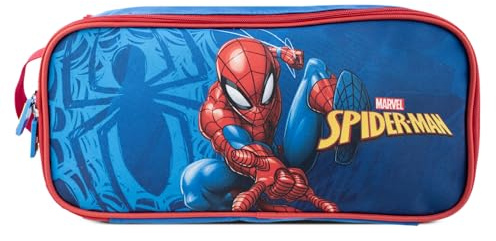 Hy-Pro Officially Licensed Spiderman Boot Bag - with Zipper Pull & Front Graphic for Sports Kit Storage - Blue & Red Shoe Bag with Web-Slinging Design