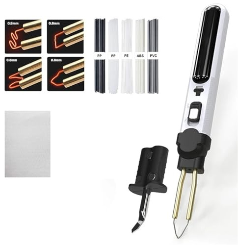 Soudure plastique Outil Carrosserie Kit de soudage plastique sans fil 100 W 3 en 1, pistolet de soudage plastique avec fer à souder, truelle, agrafeuse à chaud(Carton)