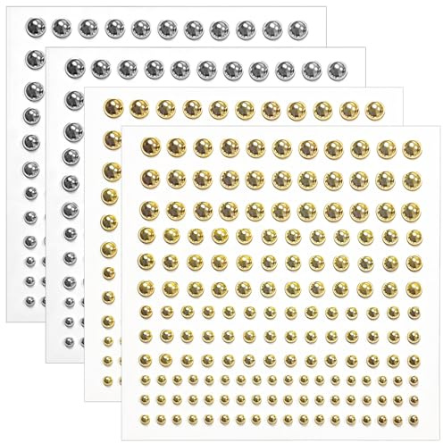 ARWIG 4-pack Fake Piercings i Silver och Guld, Läpp- och Näspiercing Utan Hål, Stick-on Näspiercing och Navelstickers, Cool Punk Y2K Stil