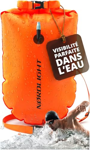 Nordlight Boya de Natación Aguas Abiertas 28L - Dry Bag Boia de Seguridad, Flotador de Natación, Ayuda de Natación Bolsa Impermeable, Bolsa Inflable para Triatlón, Bolsa Estanca - Clásico