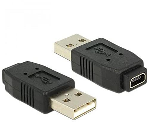 DeLOCK Gender Changer – Adapter für Kabel (Mini USB-B 5-Pin, USB-A, schwarz, männlich/weiblich)
