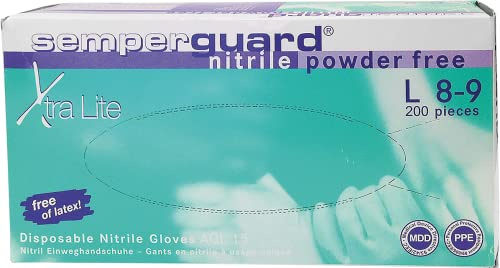 Semperguard 816780235/3000001618 XtraLite einmalschutz et gants d'examen en nitrile EN Latex Non Poudrés Taille M Bleu Lavande 7–8 (Lot 200)