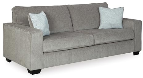 Signature Design by Ashley Altari Modern Sofa with 2 Accent Pillows, Light Gray