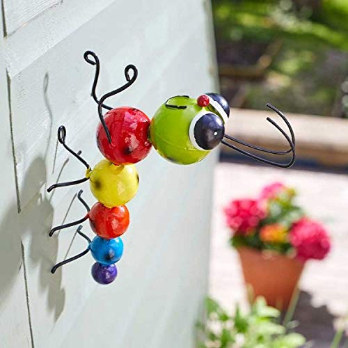 Garden Mile Crazee Caterpillar Garden Wall Art Outdoor Weatherproof Metal Wall Art Ornaments Large Animal Ornaments For Outdoors Hand painted Garden Ornaments Outdoor Wall Decor