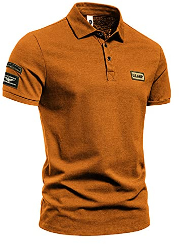 2021 Camiseta para Hombre,Verano Polo Camiseta Deporte Manga Corta Color sólido Moda Estilo Militar Slim Fit Casuales T-Shirt Blusas Originales Camisas algodón Suave básica otoño Camisetas