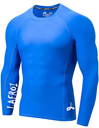 LAFROI - Camiseta de Neopreno Protectora, de compresión, para Hombre, Manga Larga, UPF 50+, Ajustada, Modelo CLYYB (Asym Blue,M)