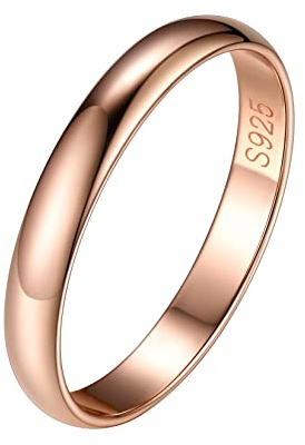 Silvora S925 Anillo Rotativo de Amistad Mujer Hombre Anillo Sello Plata con Oro Rosa, Talla 14 Circunferencia 54.4mm