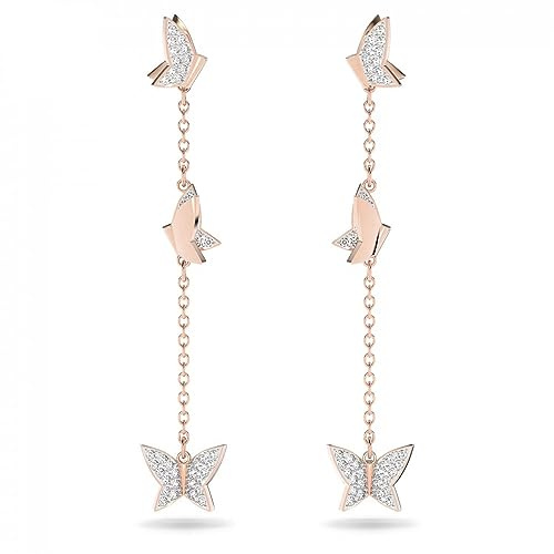Swarovski Idyllia Lilia Drop-Ohrhänger, Schmetterling, Lang, Weiß, Rhodiniert