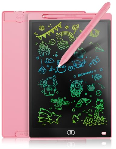 Genialba Tavoletta Grafica LCD Scrittura Colorato 10 Pollici, Lavagna da Disegno Cancellabile Portatile, Regalo Bambini, Tavoletta Grafica per Giochi Bambini 2 3 4 5 6 7 Anni Ragazze (Rossa)