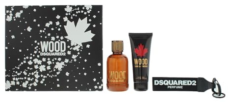 Dsquared2 Wood 3-teiliges Geschenkset: Eau de Toilette 100 ml – Duschgel 100 ml – Key